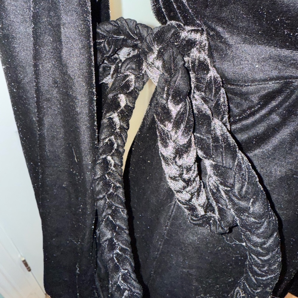 Misa Los Angeles Black Velvet Wrap Dress with Braided tie side Size Large - Picture 8 of 11